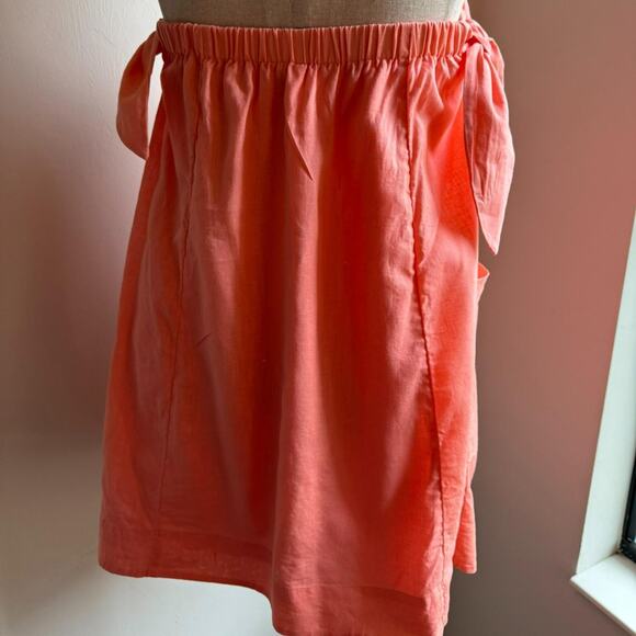 Free People Peach Linen Cotton Off Shoulder Mini Dress Size Small - Picture 4 of 8